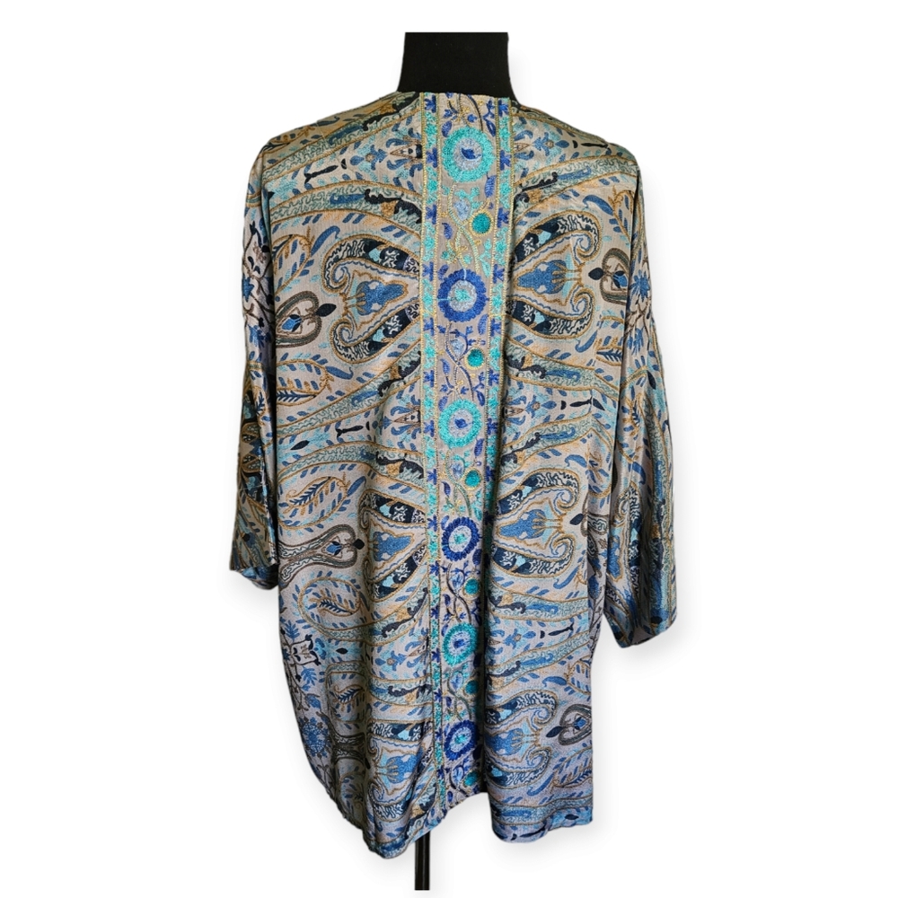 Soft Surroundings Medina Floral Jacquard Embroidered Kimono Size S M - Picture 4 of 9